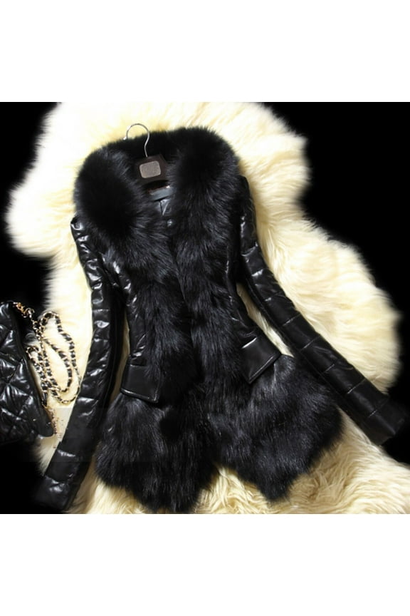 Sweater for Women,Women Long Sleeve Warm Furs Collar Winter Coat Leather Thick Jacket OverWinter Coat Womens Cardigan