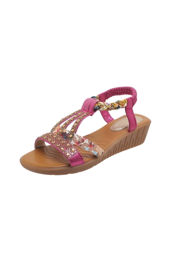 Toe Loop Sandals wedge sandals for Women platform Flat Open Toe wedge sandals Arch Support Wedge Flat Heel Stability Medium Arch