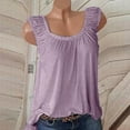 thumbnail image 1 of OKBOP Tops for Women Trendy Purple Sleeveless Pleated Crew Neck Solid Tank Top T-Shirts for Women, 1 of 7