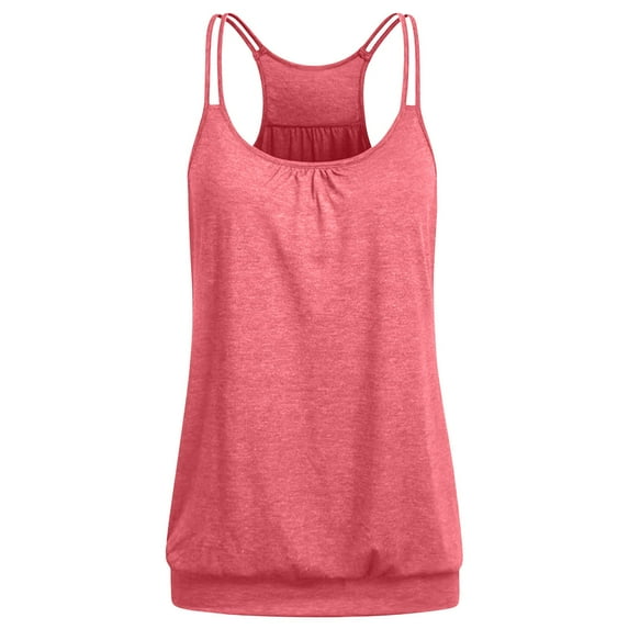 OKBOP Tops for Women Trendy Red Sleeveless Solid Crew Neck Tank Tops Womens T Shirts