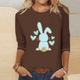 thumbnail image 1 of OKBOP Trendy Tops for Women 2024 Brown Crew Neck 3/4 Sleeve Easter Bunny T-Shirts T Shirts for Women, 1 of 3