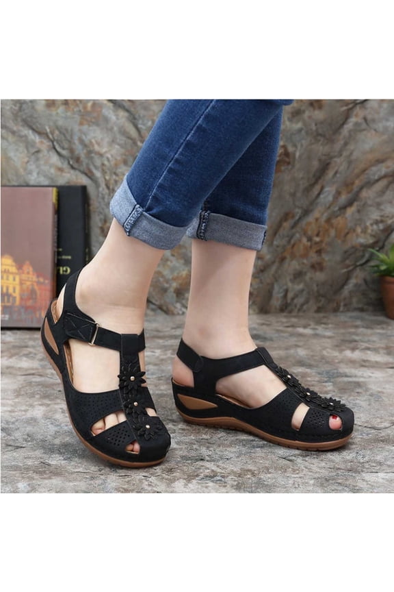 Wedge Sandals for Women Fisherman Closed Toe Orthopedic Sandals Arch Support 2026 Ankle Strap Casual Shoes