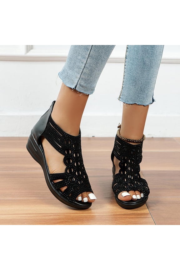 Wedge Sandals for Women Footbed Open Toe Platform Sandals Slip-On Summer Casual Shoes