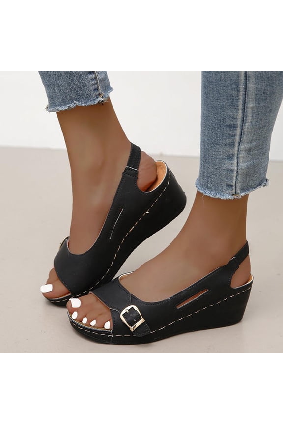 Wedge Sandals for Women Open Toe Espadrilles Orthopedic Sandals Arch Support Casual Lightweight Slip-On Shoes