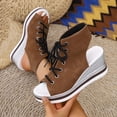 thumbnail image 1 of OKBOP Wedge Sandals for Women Open Toe Footbed Comfort Sandals Lace-Up Pool Casual Shoes, 1 of 6