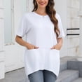 thumbnail image 1 of OKBOP White Ladies Tops and Blouses Short Sleeve Crew Neck Pocket Solid T-Shirts Plus Size Ladies Shirts, 1 of 9