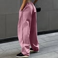thumbnail image 1 of OKBOP Wide Leg Women'S Cargo Pants Full Length Baggy Harem High Waist Streetwear with Pockets Elastic Waist Casual Stretch Hiking Trousers, 1 of 4