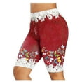 thumbnail image 1 of OKBOP Women Plus Shorts Clearance Under $10 Red Floral Activewear Biker Shorts Active Fit Slim-Leg Workout Bottoms, 1 of 4