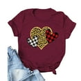 thumbnail image 1 of OKBOP Women'S Tops,O-Neck Pullover Love Leopard Printing Short Sleeves T-Shirt Womens Blouses for Work Professional Halloween Sweatshirts, 1 of 3
