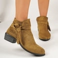 Up Blocker OKBOP Women's Ankle Boots Zip-Up Block Mid Heel Round Toe Work Sizes 40 ...