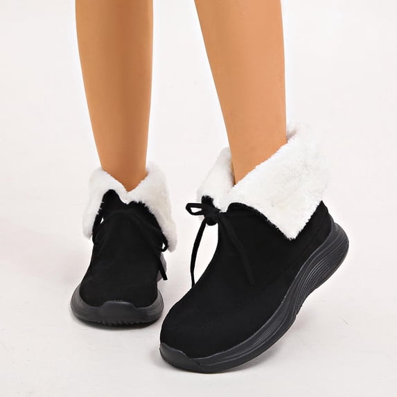 OKBOP Women's Faux Suede Ankle Booties Lace Up Round Toe Fold Over Faux ...