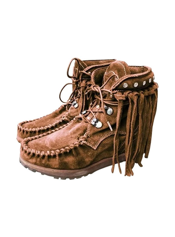Women's Flats Mid Calf Boots-Warm Square Toe Boots for Women Lug Sole Christmas Fashion Winter Non Slip Shoes for Women Womens Boots