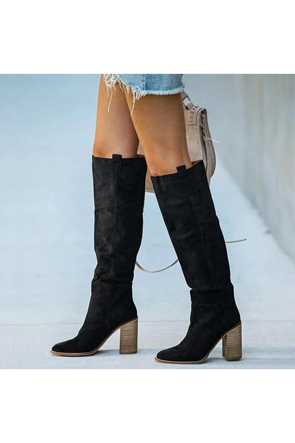 Women's High-Heels Knee High Boots-Christmas Winter Boots for Girls Vintage Warm Winter Dress Shoes for Women Cka Womens Boots
