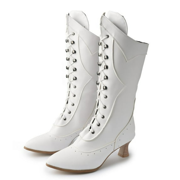 OKBOP Women's High-Heels Mid Calf Boots-Winter Booties Christmas Boots Womens Shoes Warm Fashion Womens Boots Clearance