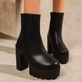 thumbnail image 1 of OKBOP Women's High Platform Boots Slip On Chunky Heel Round Toe Ankle Booties, 1 of 4