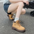 thumbnail image 1 of OKBOP Women's Hiking Boots Tan Lace-Up Chunky Lug Sole Round Toe Brown Stylish Women's Boots Sizes 35, 1 of 5