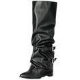 thumbnail image 1 of OKBOP Women's Knee High Boots Zip-Up Pointy Toe Slouch Buckle Strap Low Heel Boots for Fall Winter Boots Sizes 38, 1 of 5