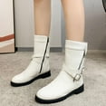 thumbnail image 1 of OKBOP Women's Low-Heeled Mid Calf Boots-Christmas Walking Shoes Women White Ankle Boots for Women Winter Vintage Warm Work Womens Boots Clearance, 1 of 8