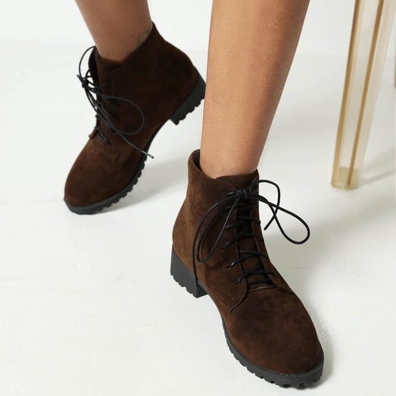 OKBOP Women's Low-Heeled Mid Calf Boots-Square Toe Dress Shoes for Women Mini Boots Women Christmas Fashion Winter Warm Womens Boots