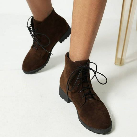 OKBOP Women's Low-Heeled Mid Calf Boots-Walking Shoes Women Christmas Warm Fashion Winter Womens Short Boots Duck Womens Boots Clearance