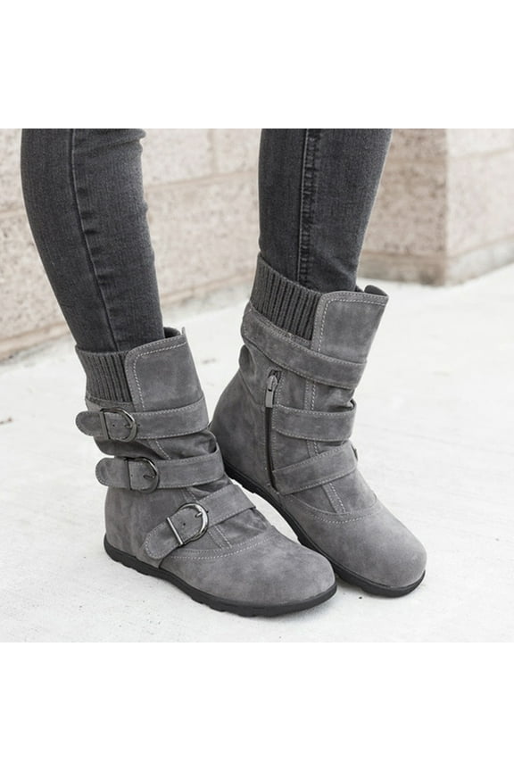 Women's Low-heeled Ankle Boots-Christmas Booties Winter Warm Womens Shoes Fashion Snake Boots Zipper Womens Boots Clearance