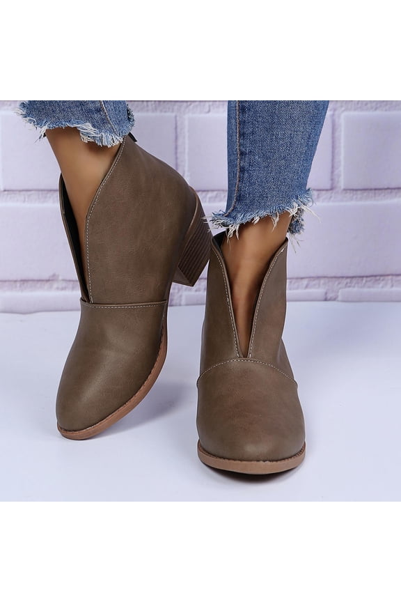 Women's Low-heeled Ankle Boots-Retro Christmas Warm Winter Boots Womens Chukka Walking Shoes Women Womens Boots Clearance