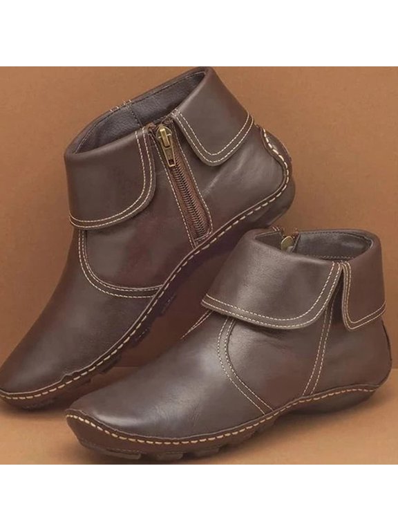 Women's Low-heeled Ankle Boots-Warm Zipper Winter Fashion Duck Patent Leather Boots for Women Non Slip Shoes for Women Christmas Womens Boots Clearance