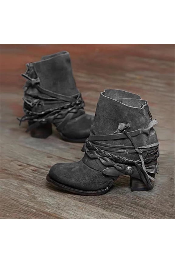 Women's Low-heeled Ankle Boots-Winter Hiking Christmas Retro Zipper Womens Boots Fall 2022 Warm Dress Shoes for Women Womens Boots