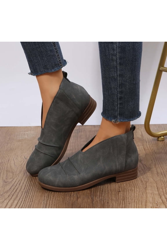 Women's Low-heeled Ankle Boots-Winter Non Slip Shoes for Women Retro Christmas Kids Cowboy Boots Warm Dress Womens Boots Clearance