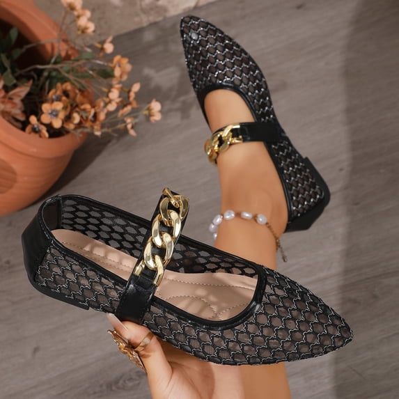 OKBOP Women's Mesh Mary Jane, Pointy Toe Sleek Design Comfortable