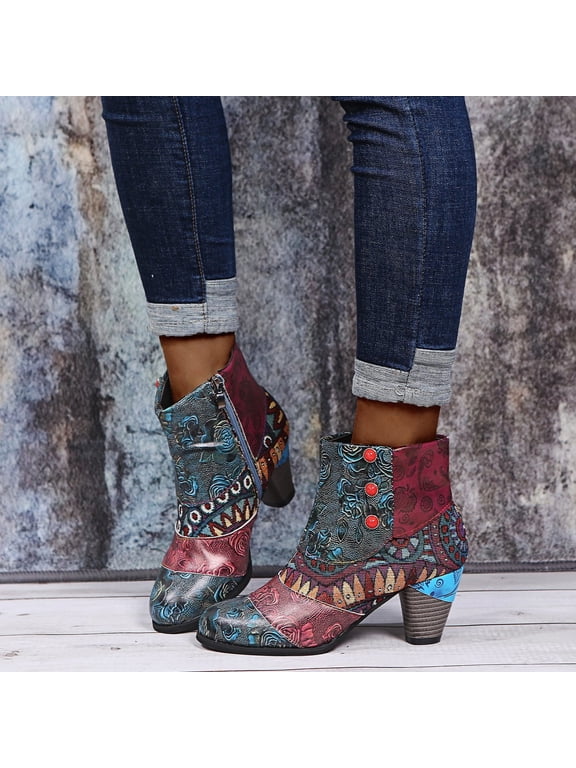 Women's Middle Ankle Boots-Christmas Fashion Non Slip Shoes for Women Womens Boots Winter Zipper Warm Slouch Womens Boots Clearance