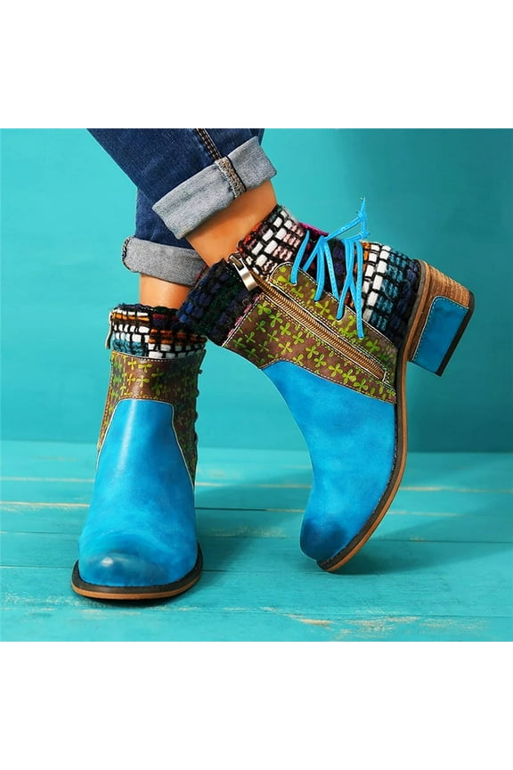 Women's Middle Ankle Boots-Dress Shoes for Women Warm Vintage Work Girls Boots Size 12 Christmas Winter Womens Boots Clearance