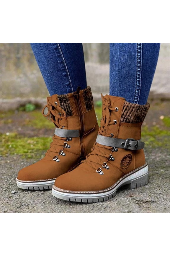 Women's Middle Mid Calf Boots-Christmas Fashion Walking Shoes Women Steampunk Boots Women Warm Duck Winter Womens Boots Clearance