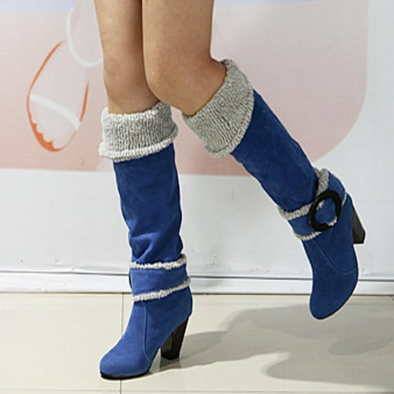 OKBOP Women's Middle Mid Calf Boots-Fashion Walking Shoes Women Christmas Winter Warm Long Boots for Women Duck Womens Boots Clearance