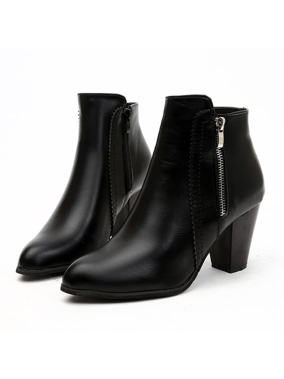 Women's Middle Mid Calf Boots-Fashion Warm Winter Walking Shoes Women Zipper Rain Christmas Boots Womens Boots