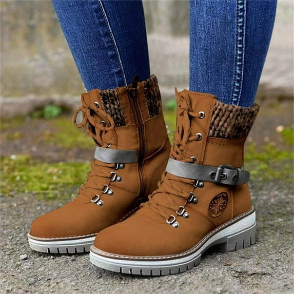 OKBOP Women's Middle Mid Calf Boots-Winter Christmas Comfort Warm Fashion Thigh High Boots Dress Shoes for Women Womens Boots