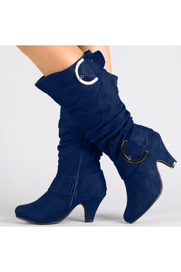 Women's Middle Mid Calf Boots-Winter Christmas Fashion Girls Boots Size 3 Mid Calf Walking Shoes Women Warm Womens Boots