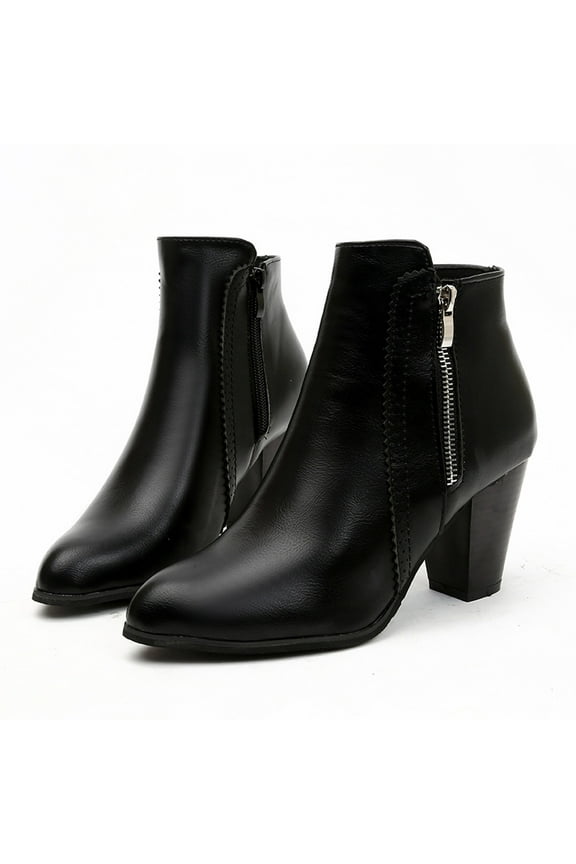 Women's Middle Mid Calf Boots-Womens Shoes Fashion Warm Christmas Winter Zipper Rain High Boots Womens Boots