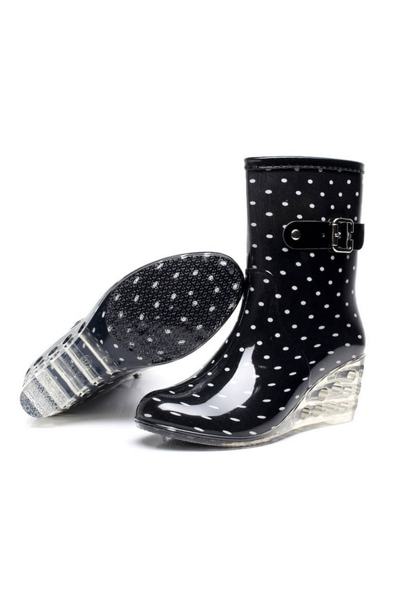 Women's Rain Boots-Christmas Zipper Winter Brown Boots for Girls Wedge Fashion Non Slip Shoes for Women Warm Womens Boots Clearance