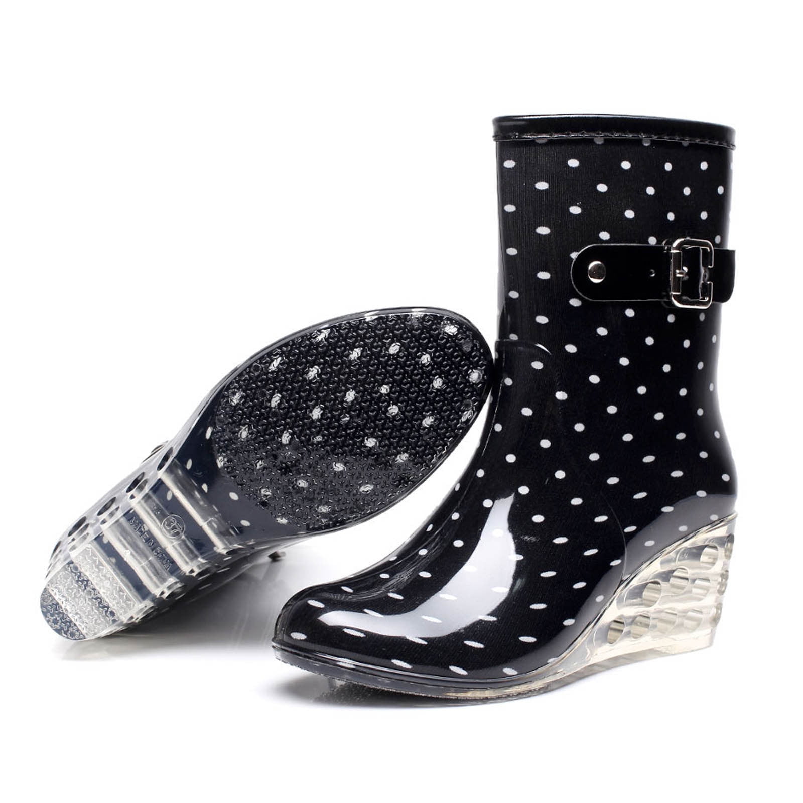 OKBOP Women's Rain Boots-Fashion Square Toe Winter Zipper Womens Shoes Warm Christmas Boots Womens Boots Clearance