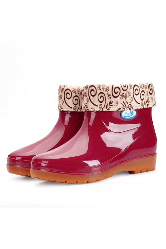 Women's Rain Boots-Womens Shoes Christmas Womens Cowboy Boots Warm Vintage Winter Waterproof Womens Boots
