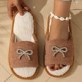 thumbnail image 1 of OKBOP Women's Slides Open Toe Slip-On Memory Foam Flat Heel Bow Decor Shoes, 1 of 5