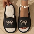 thumbnail image 1 of OKBOP Women's Slides Open Toe Slip-On Memory Foam Flat Heel Bow Decor Shoes, 1 of 5