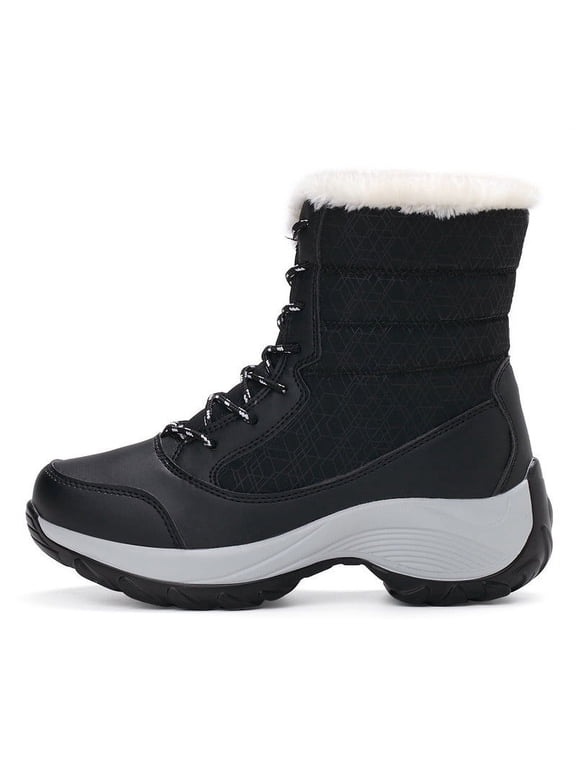 Women's Snow Boots-Christmas Non Slip Shoes for Women Warm Fashion Western Boots Women Dress Winter Womens Boots