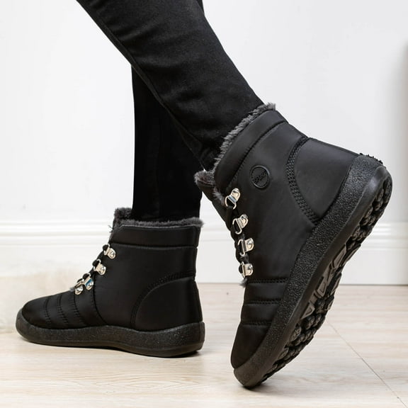 OKBOP Women's Snow Boots-Square Toe Boots for Women Warm Fashion Cowboy Christmas Womens Shoes Winter Womens Boots Clearance