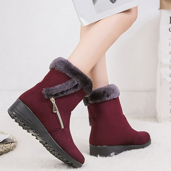 OKBOP Women's Snow Boots-Warm Women'S Mid-Calf Boots Slouch Fashion Christmas Womens Shoes Winter Womens Boots
