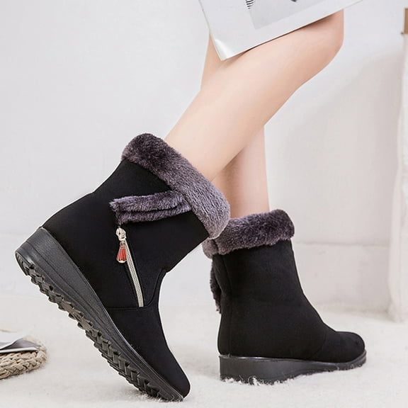 OKBOP Women's Snow Boots-Winter Fashion Tall Brown Boots for Women Warm Christmas Chelsea Womens Shoes Womens Boots