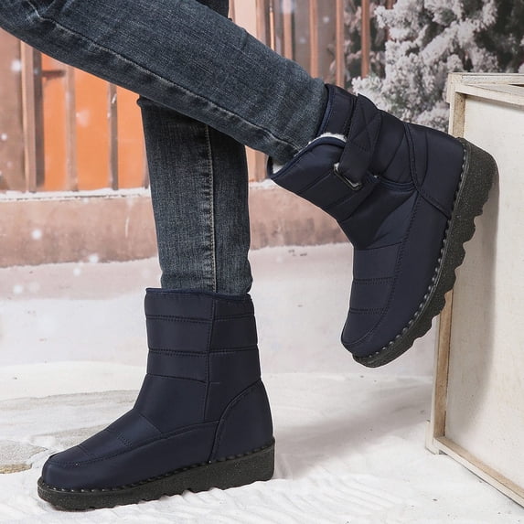 OKBOP Women's Walking Boots Side Zip Chunky Sole Round Toe Comfort