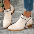 thumbnail image 1 of OKBOP Women's Wedge Boots Round Toe Zip-Up Stability Foam Cushioning Beige Stylish Women's Boots Sizes 36, 1 of 5