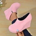 thumbnail image 1 of OKBOP Women's Wedge Boots Side Zip Round Toe Stability Foam Cushioning, 1 of 5